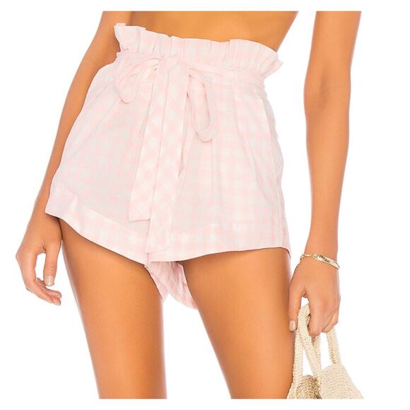 FOR LOVE & LEMONS Lotti‎ Gingham Belted Shorts Sz Small - Picture 1 of 4